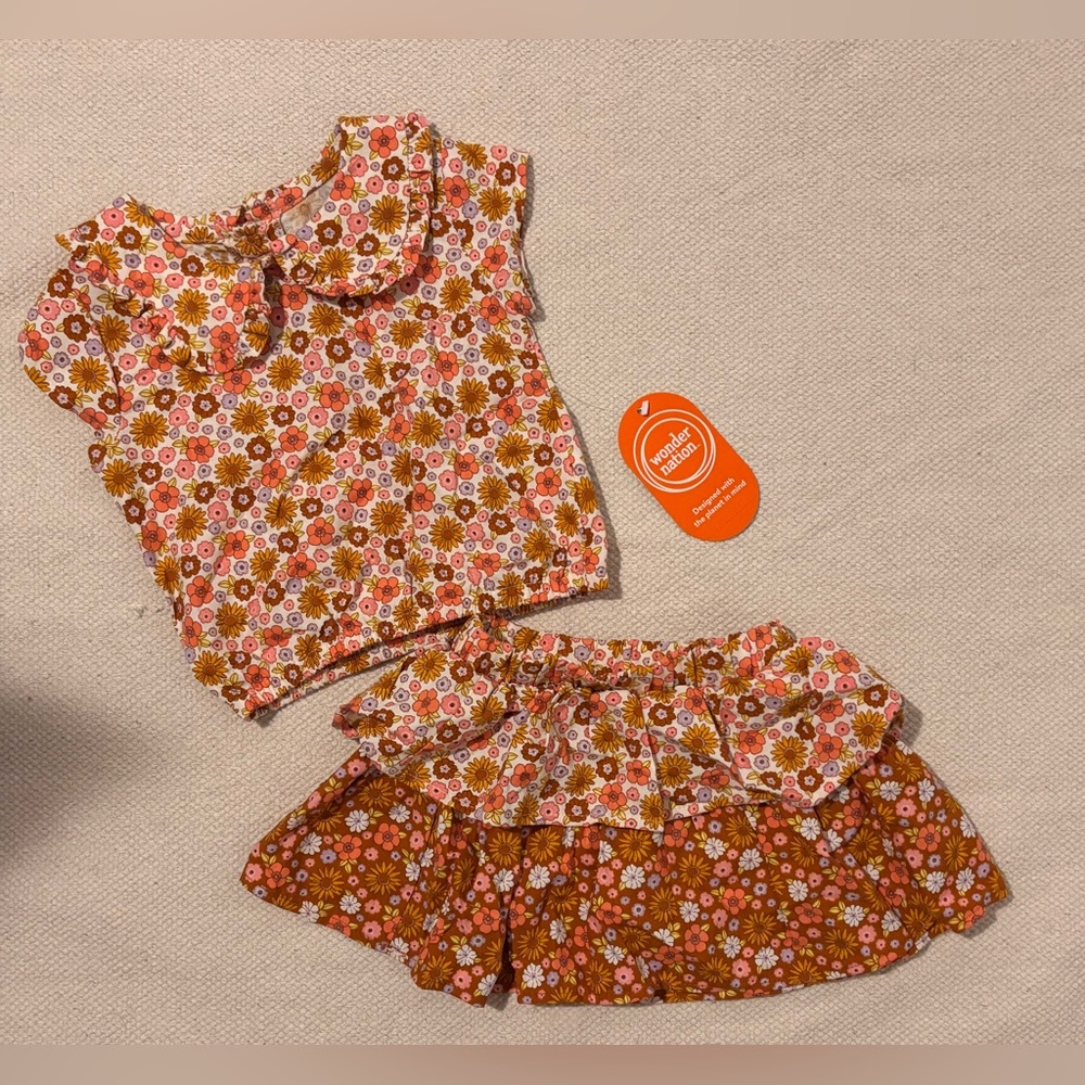 NWT Wonder Nation Floral Baby Top and Skirt Set